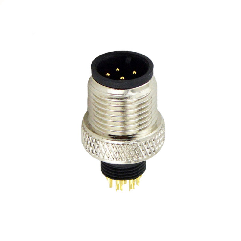 M12 4pins A code male moldable connector,unshielded,brass with nickel plated screw